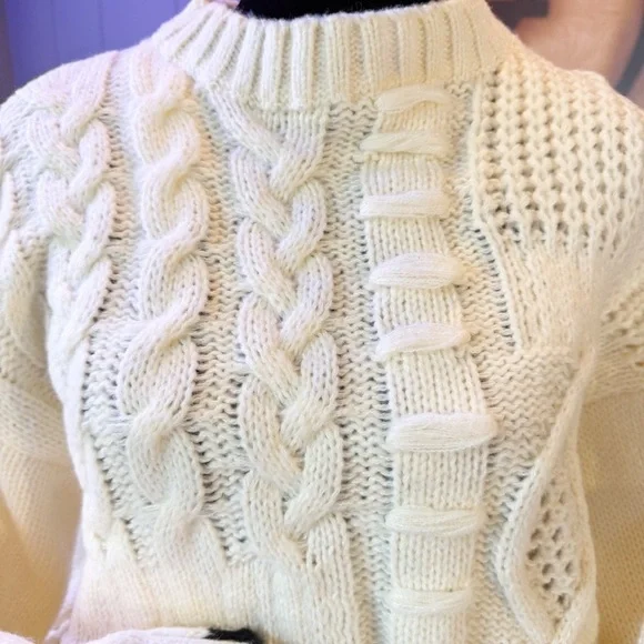 NWT Anthropologie Little Lies Cable Stitch Sweater Size S/M - Picture 4 of 12